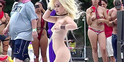 Tiny Texie the sexy Jedi has a lightsaber battle and gets completely naked