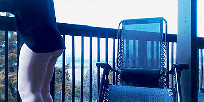Smoking Outdoors With Huge Dildo