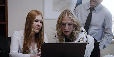 Harper Red and Quinn Waters getting fucked in the office