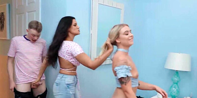 Stepmom joins the fun and gets freaky as fuck in an FFM