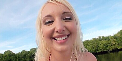 Blonde sexy babe Jagger Jordan outdoors showing of her sexy body