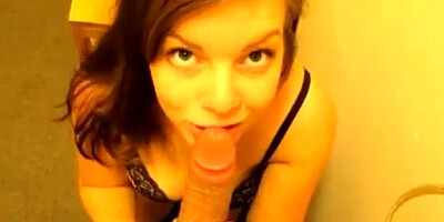 Tatted dark-haired is gargling fuck-stick in a POINT OF VIEW fashion, before getting banged from the back