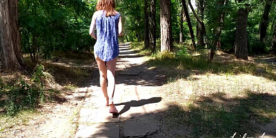 Ambling nude along the sea bank.