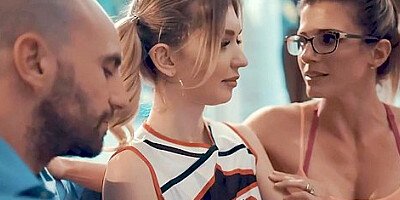 Cheerleader Has No Choice Than To Fuck With Stirling Cooper, Mackenzie Moss And Cory Chase