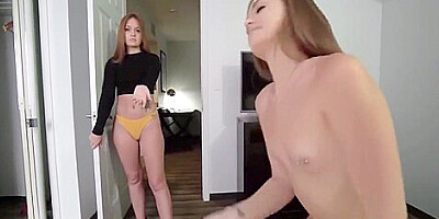 Real Twin teen 18+ Sister Catches Twin Sister Fucking Step Brother And Joins In POV