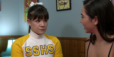 Busty lesbian rimming teen cheerleader