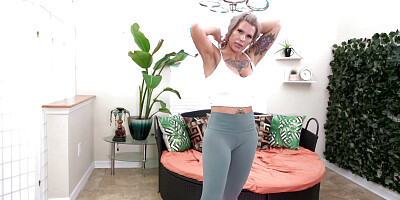 Big Tits MILF Ally White Teaches Yoga and Masturbates