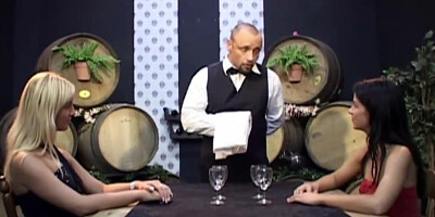 Mischievous honeys gets a rock hard three-way smash in a winery