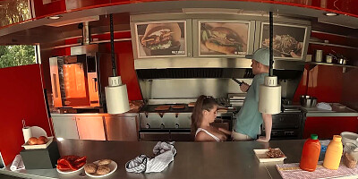 Lady Lyne sucks hard cock in the kitchen and gets fucked