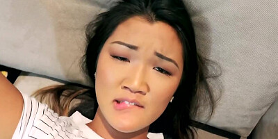 Sweet looking Asian teen gets rammed by a white dude