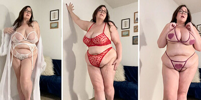 Busty BBW Babe Tries on Sexy Lingerie