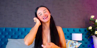 Young Latin babe masturbates solo on webcam show