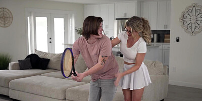 Learn Tennis From Busty Stepmom