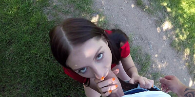 Rebecca Volpetti takes a pov dicking outside & in the car & inside