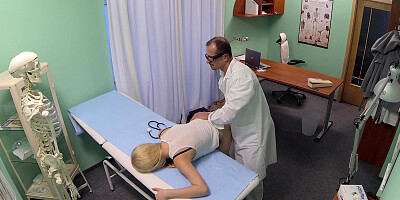 Slim blonde gets fucked and cum from doctor