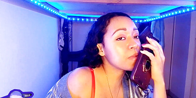 Latina babe fantasizes about her lesbian friend sucking her pussy and having lesbian wet dreams in her red erotic lingerie