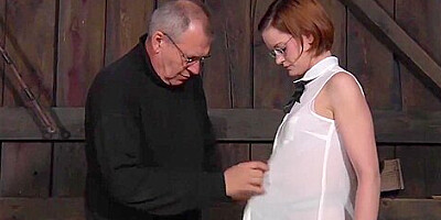 BDSM sub Hazel Hypnotic walks with pussy hook