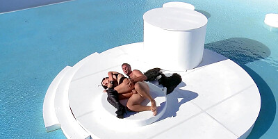 Hard fuck near the pool for Jasmine Jae