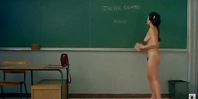 Insatiable Russian instructor takes off her clothes to be nude like the rest of the class