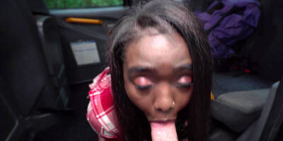 Ebony petite Blair Saenz gets fucked hard in a taxi