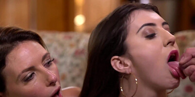 Lina Luxa and Emma Klein getting fucked in the living room