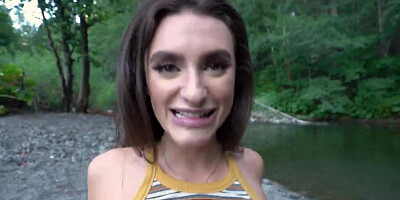 Sucked by hot stranger by the river in nature