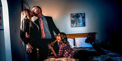 Nicole Aniston and Anya Olsen share thick throbbing cock in bed