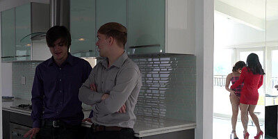 Lovely girlfriends Jasmine Wilde and Leana Lovings had sex with stepbrothers on Valentine's Day