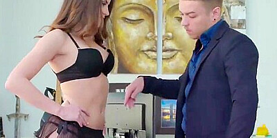 Cute secretary experience long anal creampie