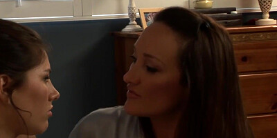 Lesbian teen scissoring with milf boss