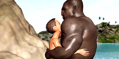 Molten fuckfest on the beach! Fat black stud tears up a nasty ebony on the savage island