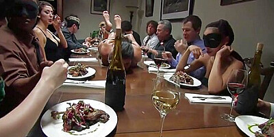 Charley Chase In Bound Slave Laid On Dinning Table