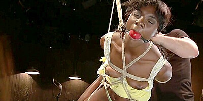 Slender Gagged Ebony Slave In Rope Bondage With Ana Foxxx