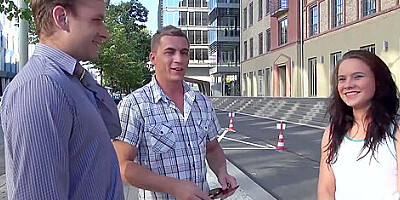 Brunette Hooker Vs Two Guys Willing to Open her Ass Hole