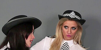 Dominant police beauties sucking during CFNM
