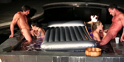 Two gorgeous babes and their boyfriends are having a foursome