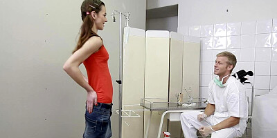 A cute chick gets naked to get an examination at the doctors office