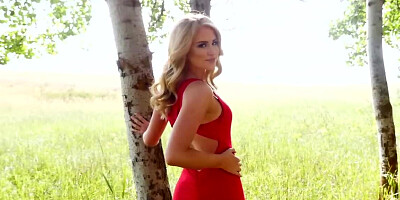 Maya Rae gets naked in the woods and plays with herself