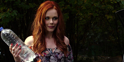 Ella Hughes got her ass fucked outside by mechanic's fat meat tool