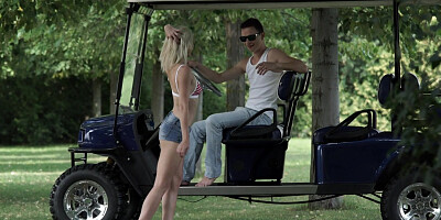 Angelic blonde girl gives blowjob and gets analized outdoors