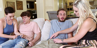 Olive Glass and Kenzie Taylor are sucking the cocks