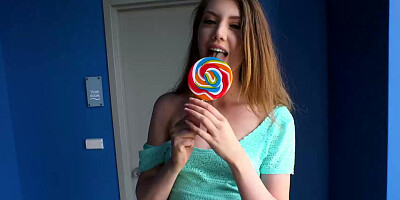 Elena Koshka sucking a meat lollipop & getting her tight pussy rammed in pov