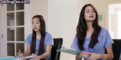 Nympho smalltitted dirty lesbians eat wet pussies in orgy