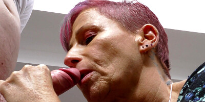 Fuck for mature British Samantha and cum on big tits