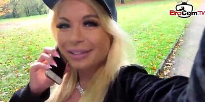 Mature platinum-blonde whore with large, rigid funbags got romped from the back, until she came