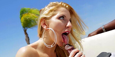 Bubble-assed blonde Ashley Fires talks dirty and sucks dick ass-to-mouth