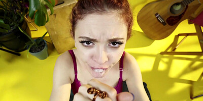 Lola Fae eagerly sucks thick throbbing cock