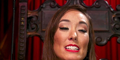 Asian MILF in latex uses her gimp