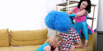 Sara Rich and one of her whorish mates are having a casual three-way, on the sofa