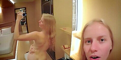 after shower blonde russian teen 18+ dirty talk &amp, masturbate in hotel * 2*